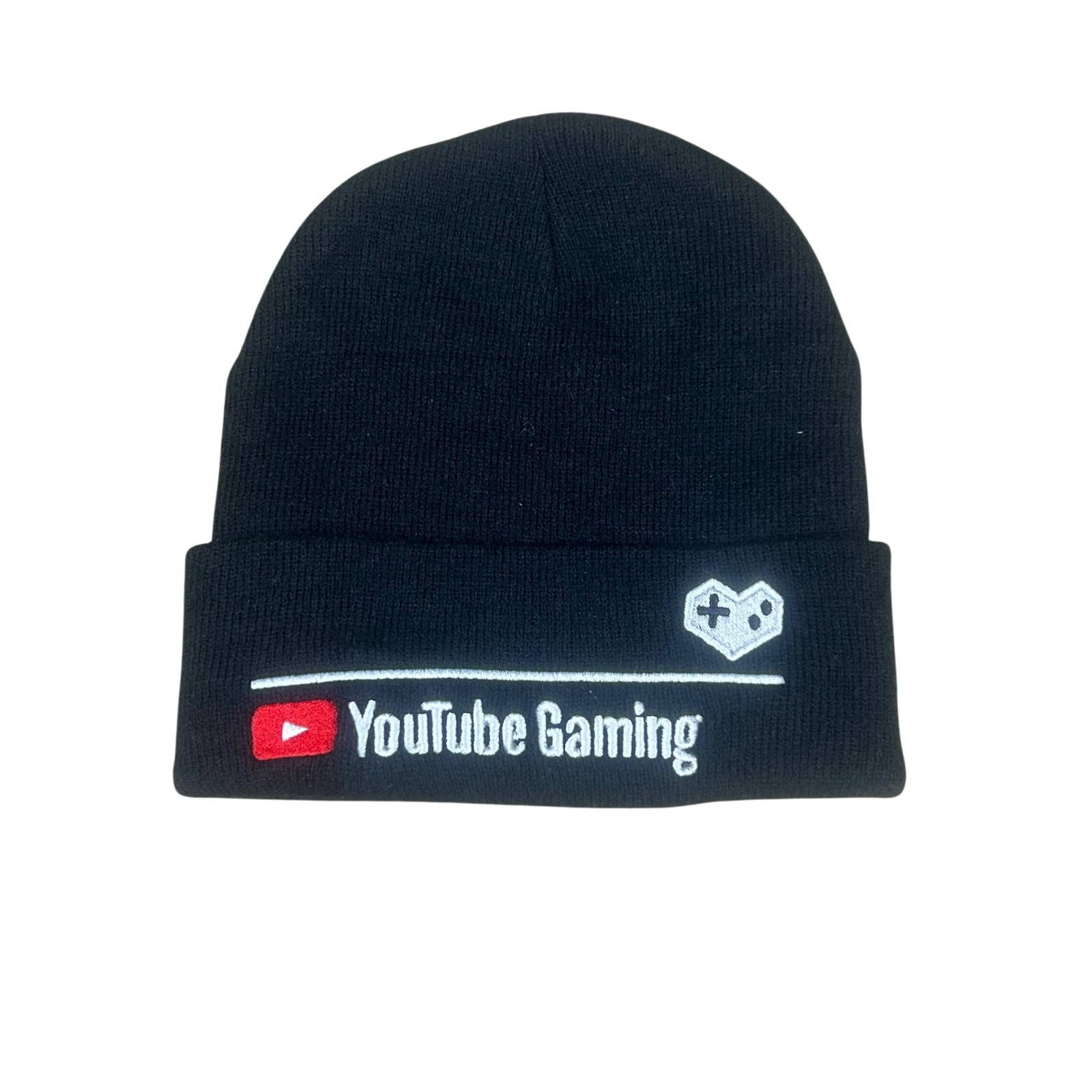 Youtube Gaming Beanie Hat Black Embroidered Logo Cuffed Knit Cap One Size Unisex